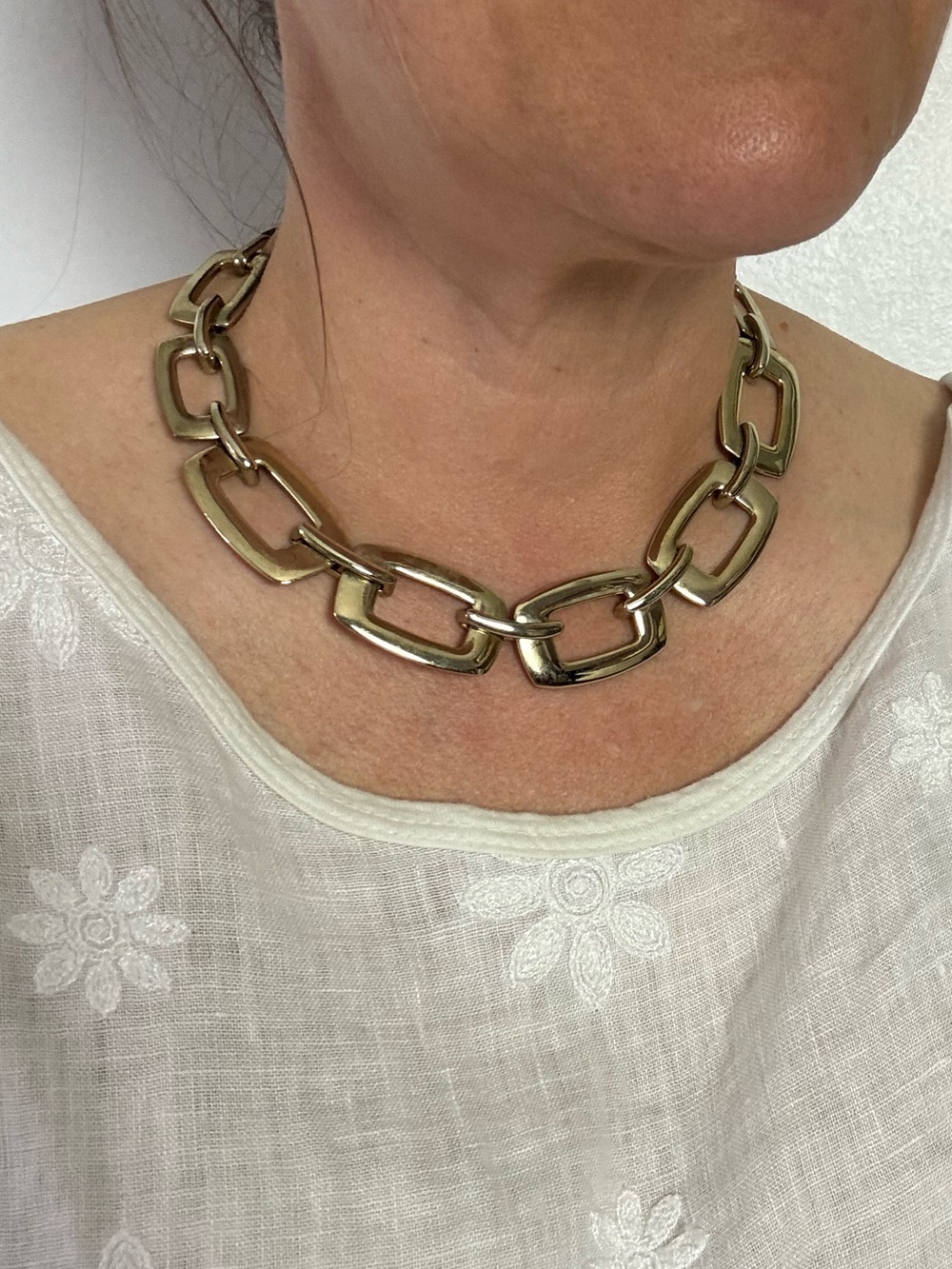 Monet Chunky Pale Gold-Link Rectangular Chain Necklace